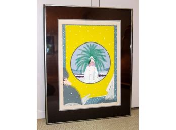 'Riviera' Signed Erte Art Deco Lithograph 97/300 In A Stylish Brushed Nickel Matted Frame