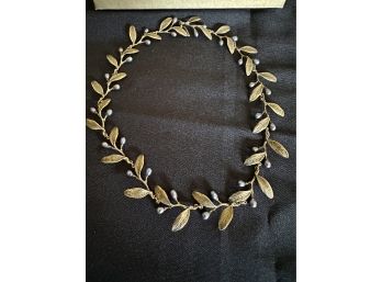 Unique 16' Olive Branch And Cultured Freshwater Pearl Necklace