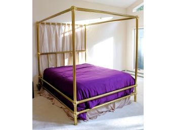 Vintage MCM Queen Size Brass Canopy Bed