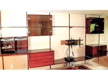 Vintage MCM Rosewood Modular Wall Unit, Includes 6 Wall Brackets & Cabinets