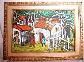 Mid Century Painting Signed By Artist Sacha Moldovan In Carved Frame