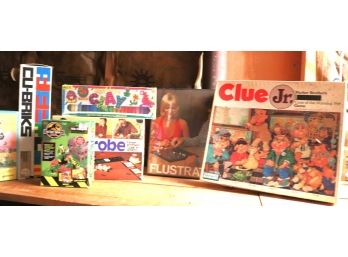 Group Of Vintage Games With Clue Jr., Cu-Bricks, Modeling Clay & More