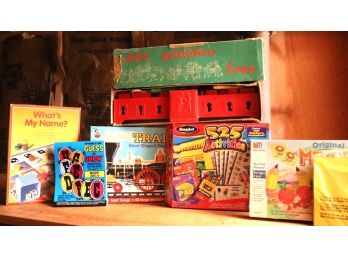 Lot Of Vintage Kids Games With Memory Game, Train Puzzle & More