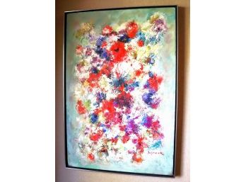 Michael Schreck Floral Abstract Painting With Explosions Of Color