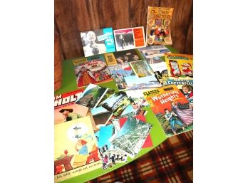 Lot Of Ephemera With Vintage Postcards, Disney Comics & Fun Books