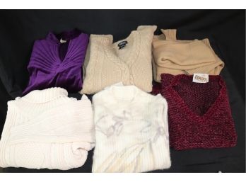 Lot Of 6 Vintage Ladies Sweaters With Cashmere, Velvet & Cotton Styles