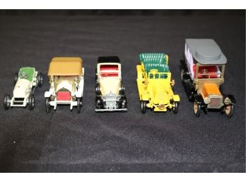 Lot Of 5 Old Fashioned Vintage Metal Toy Cars Made In France & England