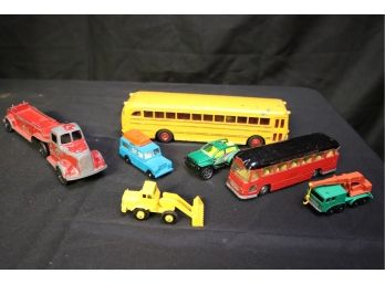Lot Of Vintage Metal Toy Cars With School Bus,by Dinky, Gorgi Major Toys