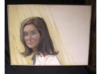 Listed Artist Ouida Canaday 1970s Portrait Of Beautiful Young Woman