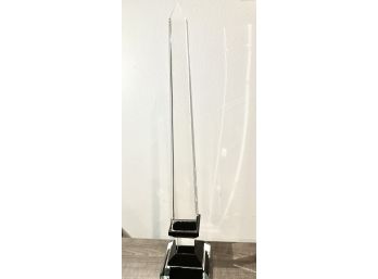 Dramatic Tall Glass Oblisk With Black Glass Base