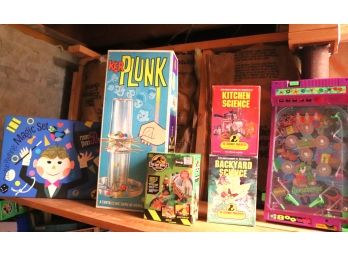 Group Of Vintage Games With Magic Set, Kitchen Science, The Lost World & More