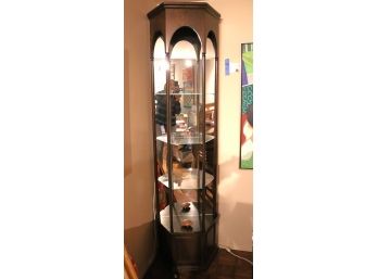 Mediterranean Style Metal & Glass Etagere Corner Display Unit