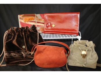 Lot Of 5 Fun Vintage Ladies Bags With Leather & Velvet Styles
