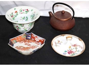 Lot Includes Japanese Iron Teapot, Satsuma & Nippon Porcelain