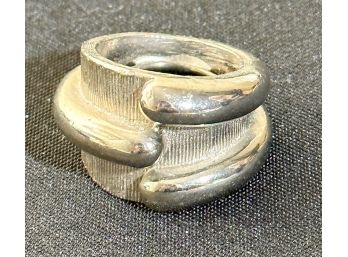 Chunky Silver Tone Abstract Ring Stamped Kenneth