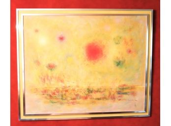 Vintage Michael Schreck Painting Titled Exotica In Double Frame