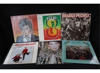 Lot Of 6 Vintage Record Albums With Sonny & Cher, Village People & More.