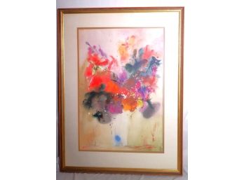 Expressionist Watercolor Artwork Of Flowers Signed Schlecht