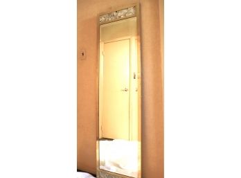 Tall Beveled Mirror With Brass Frame & Terrazzo Panels