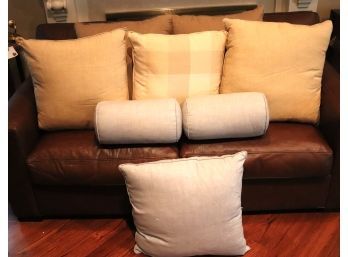 6 Assorted Linen Accents Like Down Filled Pillows Approximately 20-Inch Square Includes 2 Bolsters