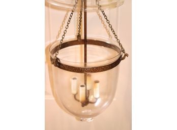 Vintage Chandelier, Wide Taper 3 Bulb Urn Candle Pendant With Glass Dome Lighting