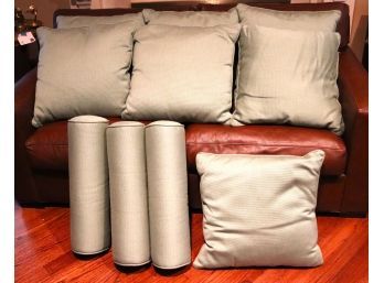 Collection Of Seafoam Green Outdoor 7 Square Zipper Pillows Includes 3 Bolsters