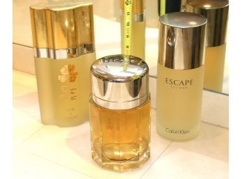 3 Oversized Designer Perfume/Cologne/Soap Bottle Dcor, Escape, Oscar De La Renta Great For Your Bathroom