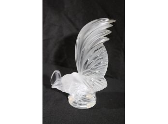 Lalique Crystal Rooster Sculpture Made In France, Signed On The Bottom