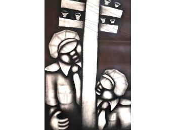 Mbele South African Charcoal Artwork Signed By The Artist
