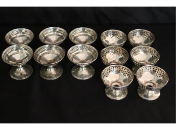 2 Sterling Sets Of Pierced Sorbet Dishes, Includes Alvin