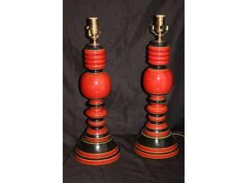 Vintage Wood Baluster Table Lamps