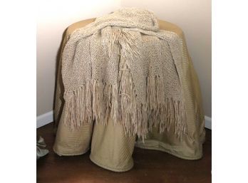 Covered Side Table With Throw Blanket