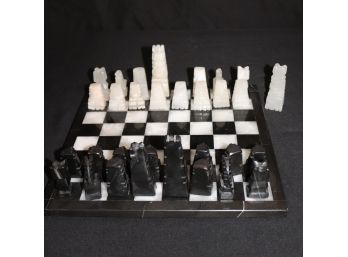 Polished Stone Chess Set With Board