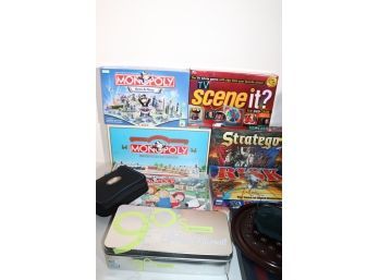 Board Games - Monopoly Here & Now, Family Guy, 90s Trivial Pursuit, Risk, Stratego, Scene It, Boggle, Ba
