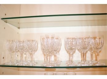 Collection Of Waterford Crystal Glasses Includes 8 White Wine, 7 Red & 7 Champagne