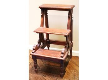 Carved Wood Step Stool, Early American Style