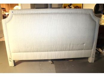 Custom Headboard In A Dusty Blue Toned Fabric, Measures Approximately 78 Inches X 50 Inches