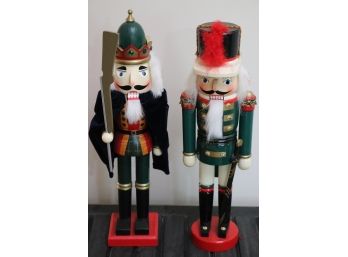 Set Of Tall Wood Holiday Nutcracker Figures Approx. 19 Inches Tall