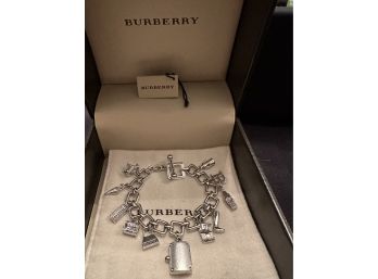 Burberry Sterling Silver London Charm Bracelet