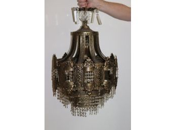 Vintage Moroccan Style Chandelier With Crystal Accents