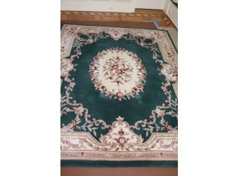 Aubusson Style Wool Area Rug With Sculpted Floral Design By Floral Garden.