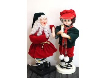 2 Vintage Holiday Animated Electronic Holiday Decor Approx. 24 Inches (7637-
