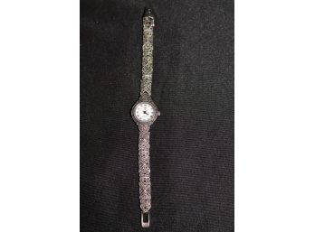 Gorgeous Sterling Silver Marcasite Quartz Woman's Watch