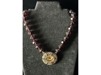 Heidi Daus Amythyst And Knotted Brown Crystal Necklace