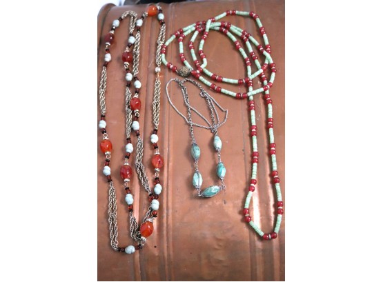 Collection Of Fashion Jewelry Includes Long Beaded Necklaces