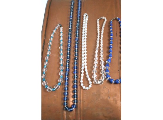 Collection Of 5 Assorted Sized Glass Beaded Necklaces Ranging From 16 Inches & Longer