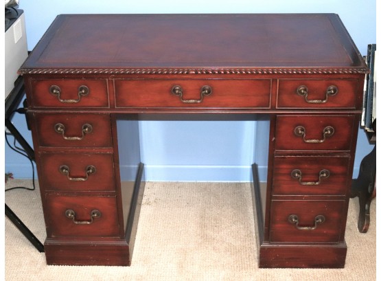Vintage Wood & Leather Top Desk Collectors Group Handmade By John Wanamaker