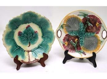 2 Vintage Majolica Trays With Amazing Colors & Design
