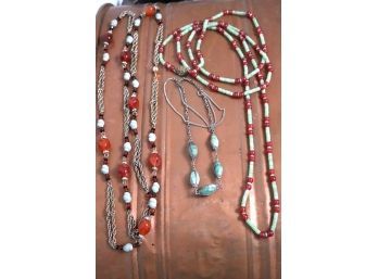Collection Of Fashion Jewelry Includes Long Beaded Necklaces