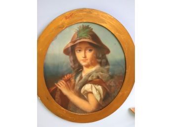 Vintage Framed Print Of A Child Playing The Lute